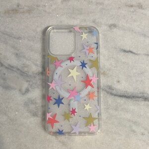 Clear Multicolor Star Pattern Phone Case with MagSafe Ring